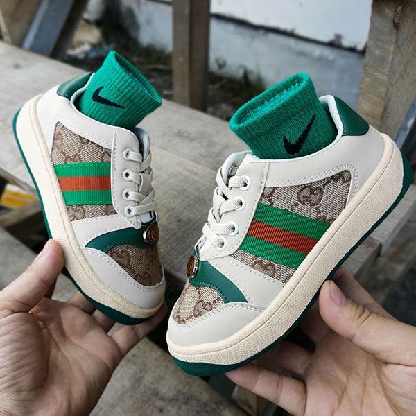 

new 2021 spring boys' fashion soft sole casual korean girls' board children's sports small dir sho, Black;red