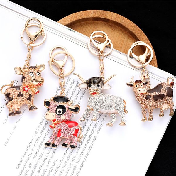 

jewelry rhinestone crystal lovely cow keychain keyring for car handbag key holder wholesale 8 styles, Silver