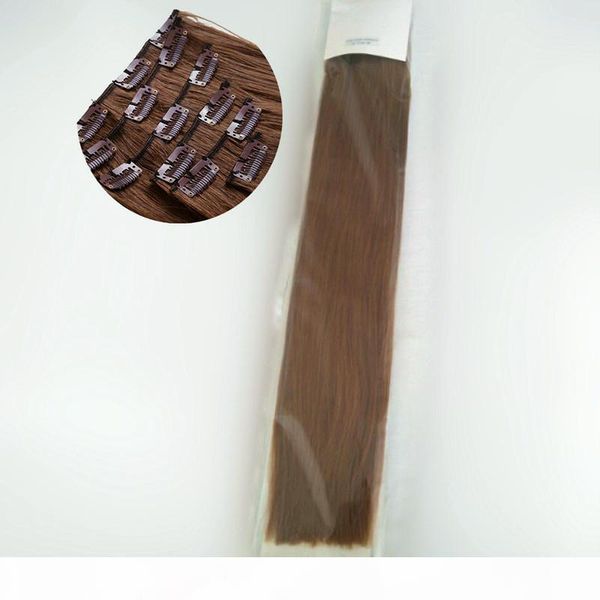 

double drawn clip in hair extensions 10pcs set 200g 220g 240g indian human hair clip on hair color 4# 8# options, Black