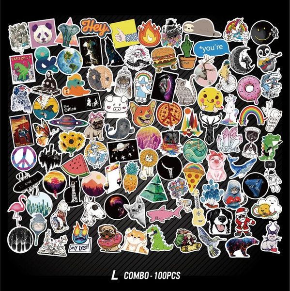 

100pcs cool animal sticker pack lapskateboard luggage graffiti waterproof stickers decal decoration for suitcase sticker toy wmtcwp