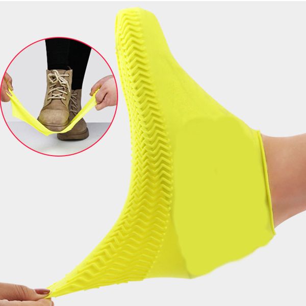 

classic silicone reusable waterproof rain boot covers non-slip thickened outdoor overshoes women men shoe protector q1218