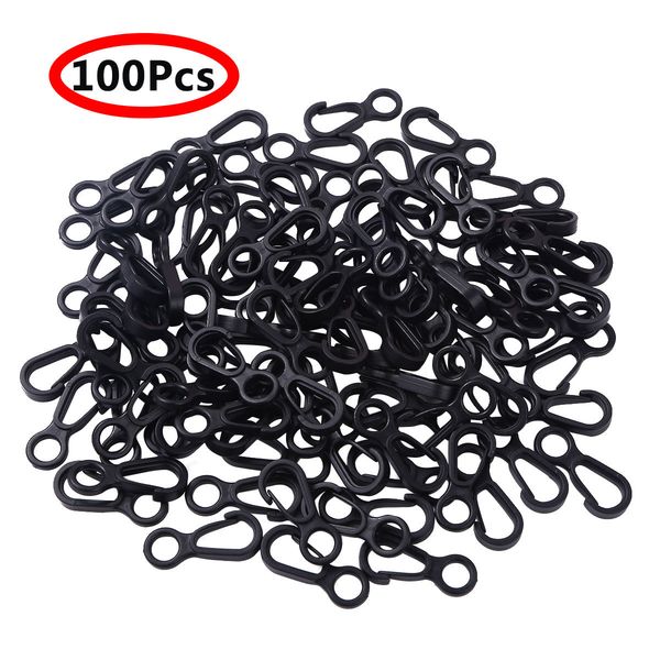 

100pcs plastic snap buckle mini flag pole clip snaps hook portable attachments straps buckles for luggage backpack bags, Slivery;black