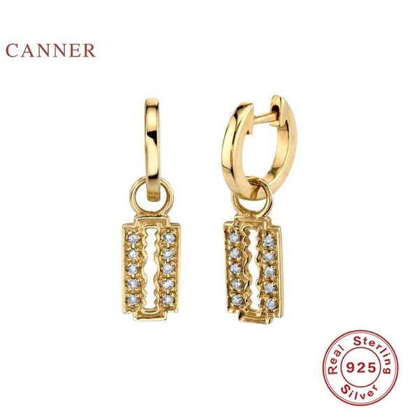 

canner light luxury diamond blade earrings hoops 100% 925 sterling silver zircon earrings for women gold jewelry aretes de mujer, Golden;silver