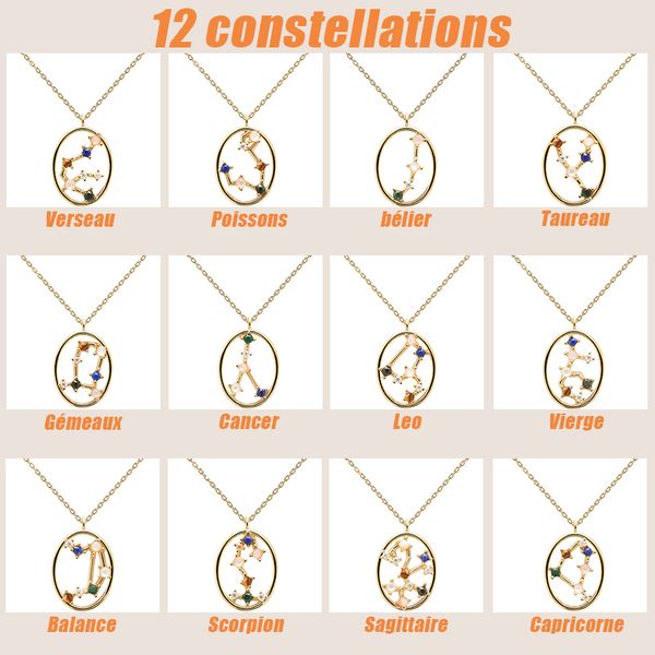 

zodiac necklace women's fashion simple jewelry ins beautiful pendant, Silver