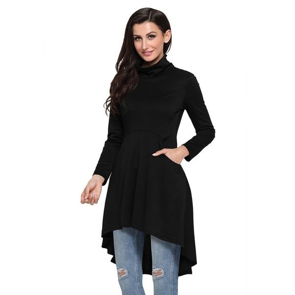 

casual solid color lrregular hooded sweatshirts women 201126, Black