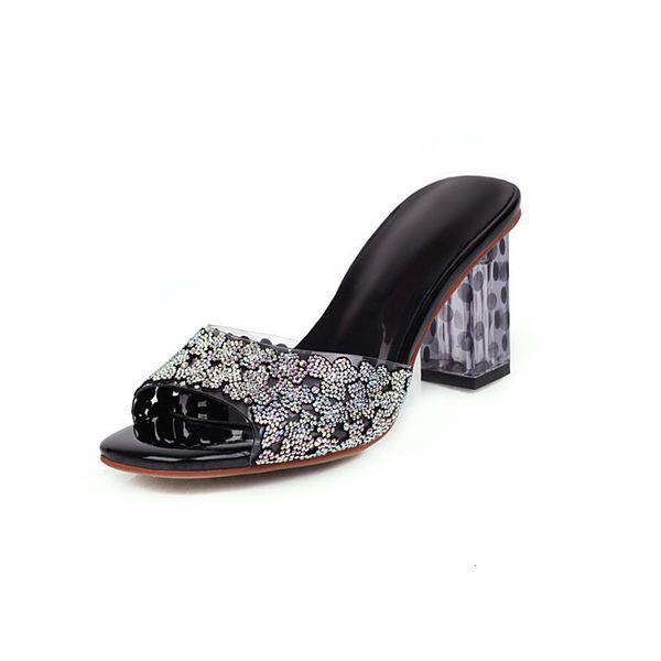 

new transparent 2021 high heels, large size 34-43, feminine, for party, wedding, shoes on jdmo, Black