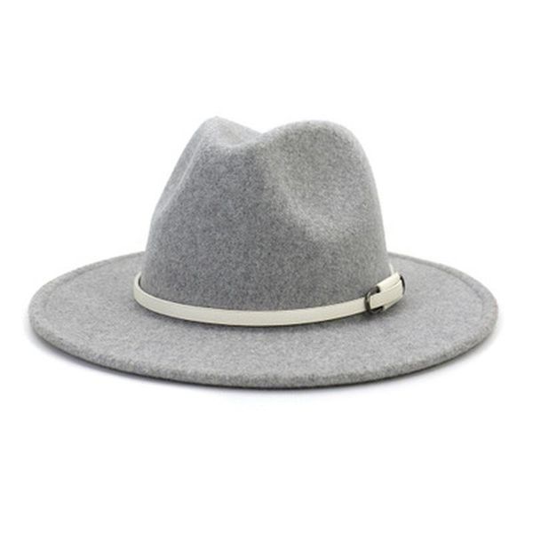 

wide brim hats women hat wool fedora woide solid belt band felted men casual formal grey black luxury warm outdoor, Blue;gray