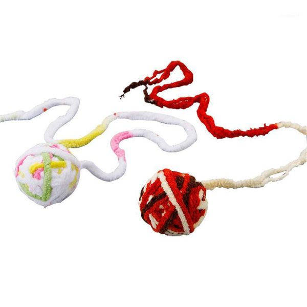 

creative funny long tail fuzzy interactive cats wool ball toy colorful rope ball pet cat toys1