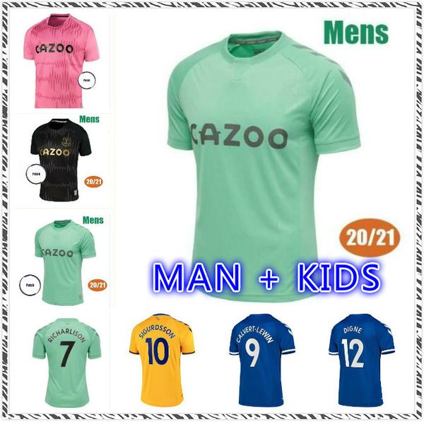 

2020 2021 james richarlison home soccer jerseys 20 21 home sigurdsson cenk tosun funes walcott mori football shirts mens kids kit, Black;yellow