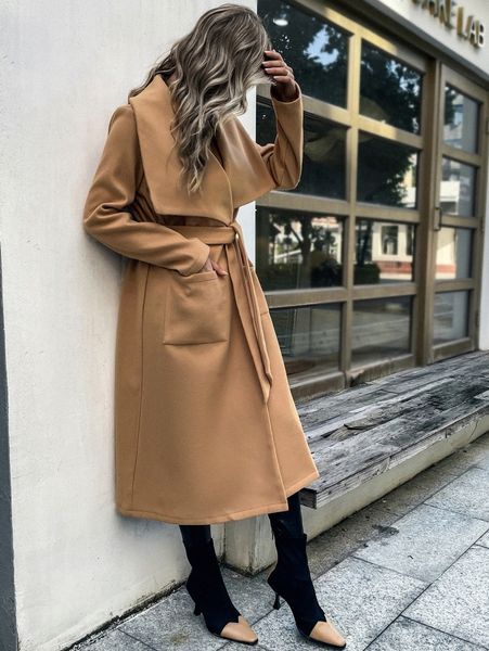 

waterfall collar pocket patched belted overcoat h7wr#, Black