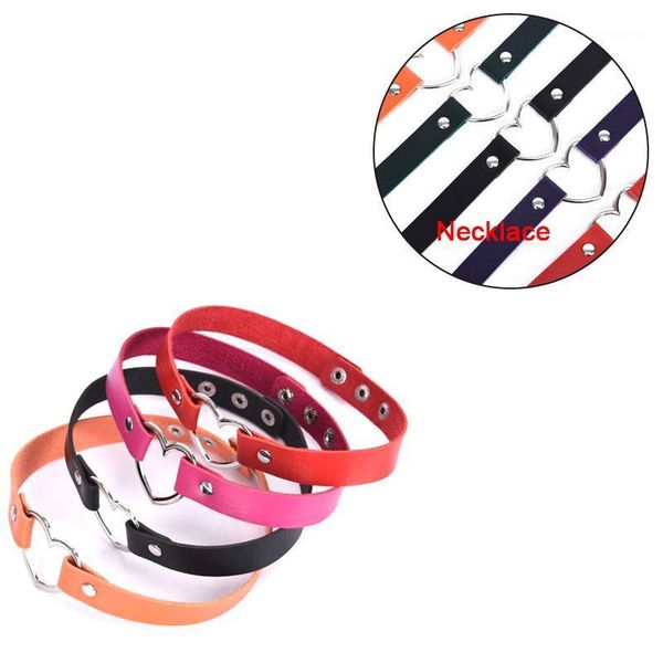 

fashion lady stylish lovely heart decoration collar necklace vacation jewelry pu leather chokers necklace1, Golden;silver