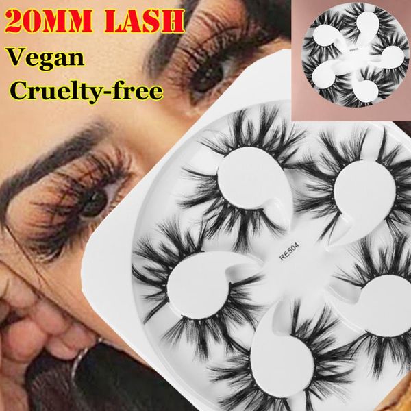 

false eyelashes 5 pairs 20mm faux mink dramatic wispy vegan& cruelty-long handmade eyelash extension tools