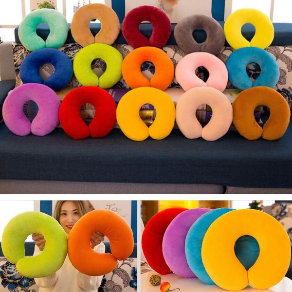 

solid u shaped pillow soft plush vehicular neck throw pillow toys nap for travel rest student kids christmas gifts wx9-1157