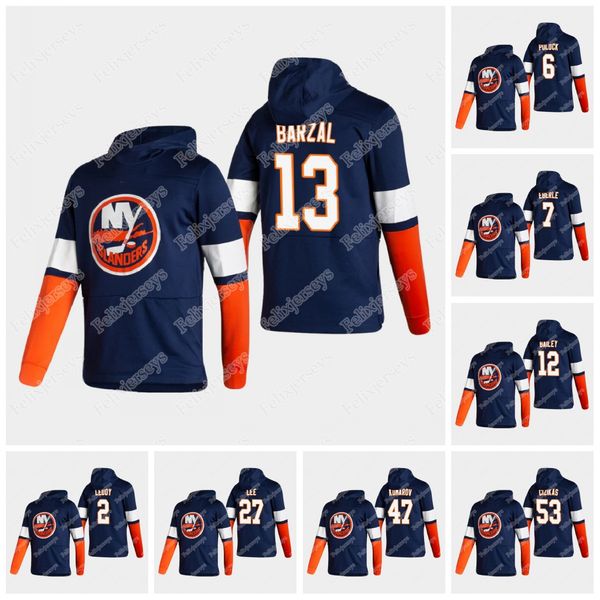 

new york islanders 2021 reverse retro hoodie anders lee mathew barzal eberle pageau josh bailey casey cizikas leo komarov nick leddy, Black;red