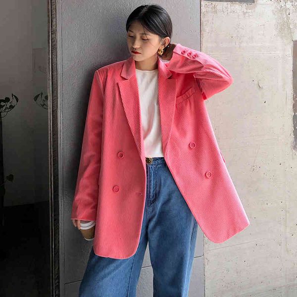 

women's suits & blazers [eam] women green corduroy big size blazer lapel long sleeve loose fit jacket fashion spring autumn 2022 1dd646, White;black