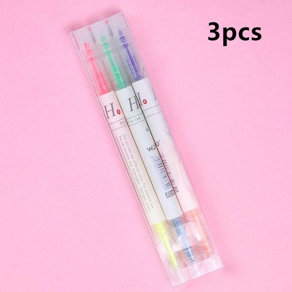 

3 6 шт. набор корейских двойных головы mildcolor highlighters художественные маркеры флуоресцентный цвет ручка из тонкой лайнера школьные оф, Black;red