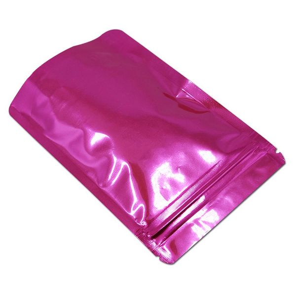 

stand up glossy pink mylar foil food zip lock package bag resealable zipper aluminum foil packing pouch for storage 100pcs lot h bbyvvi