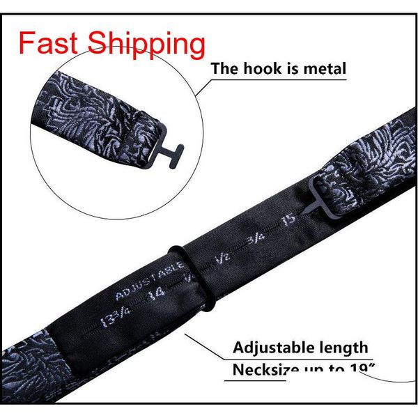 

for men self bow tie silk butterfly man tie black floral paisley handky cufflink suit collar removable necktie qylnof homes2007, Blue;white