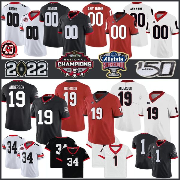 

34 herschel walker 1 george pickens georgia bulldogs football jersey 3 zamir white adam anderson stetson bennett iv brock bowers kendall mil, Black;red