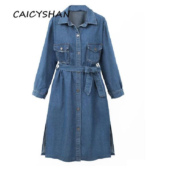 

women's trench coats autumn winter women coat plus size casual loose solid single breasted sashes jeans for denim outerwear 4xl, Tan;black