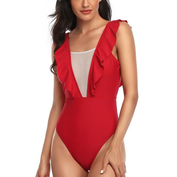 

2020 women swimwear one piece bodysuit women's fashion print matching swimsuit bikinis monokini halter, White;black