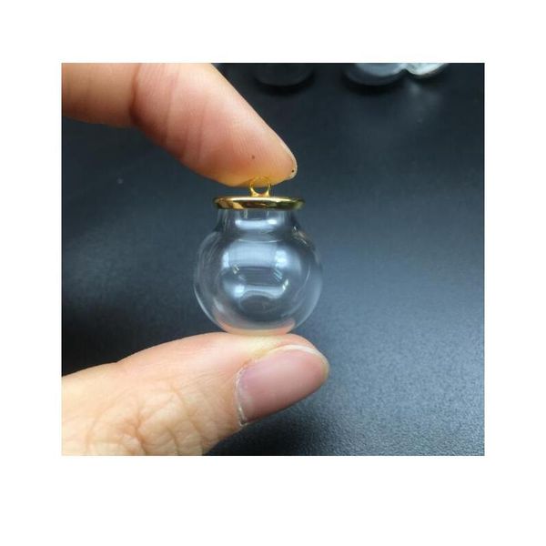 

20set 20*12mm round hollow glass globe ball silver/bronze/gold tray orb glass vials pendant wishing bottle jewelry bbyjls, Black