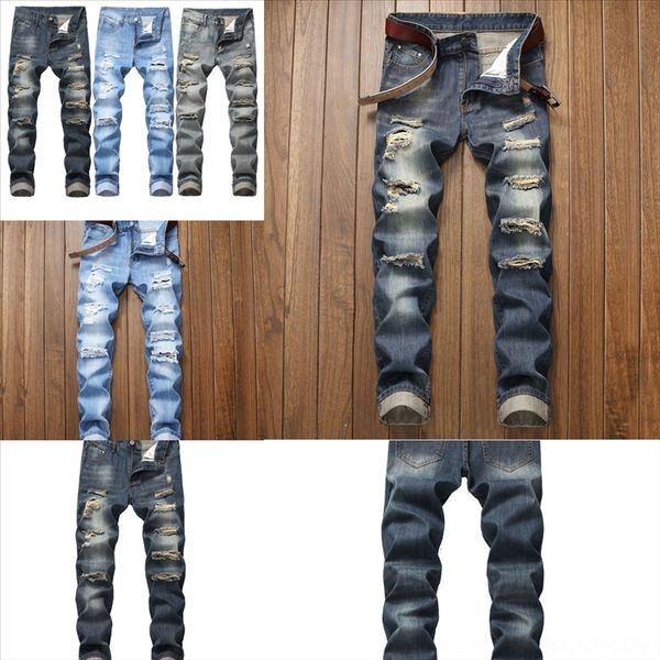 

cdzya s hole european and american men man s jeans fit dener jeans fashion old jeans slim version motorcycle denim motorcyclemen make, Black
