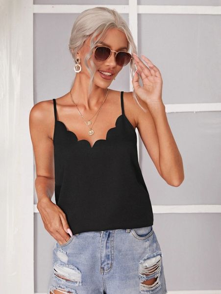 

scallop edge cami l7k6#, White