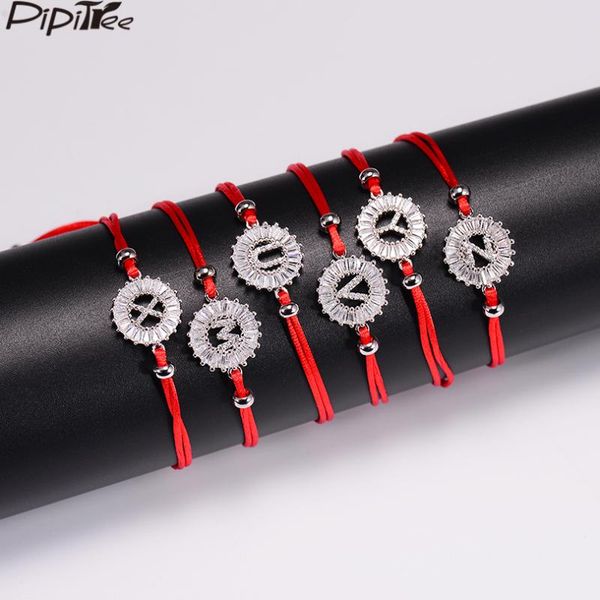 

charm bracelets pipitree r-t english alphabet for women kids lovers red string lucky bracelet cubic ziconia jewelry gift, Golden;silver