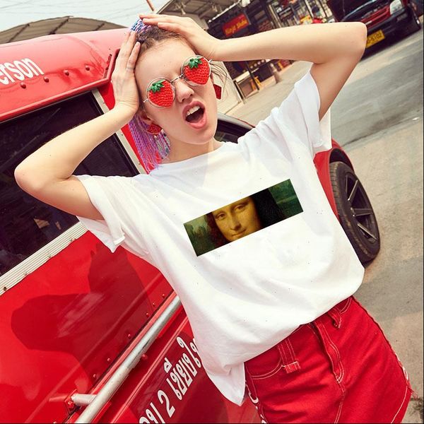 

vogue casual pop loose round collar hipster t shirt vintage kawaii funny tshirt harajuku spring summer streetwear, White