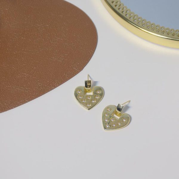 

stud 14k gold fashion jewelry hollow micro inlaid zircon love shaped luxury earrings for woman shine holiday daily simple earring, Golden;silver