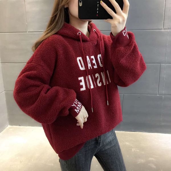 

lambs wool cashmere sweater women's clothing 2020 new loose korean european style thickened autumn and winter coat top, Black