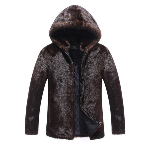 

s-6xl new fashion male winter clothing men faux fur coat zipper overcoat winter men high imitation coat1, Black