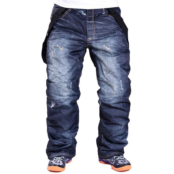 

fashion men's long pants denim pants snowboard men's skate snow board windproof warm skiing jeans, Blue