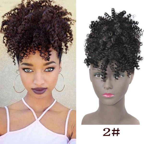 

hairpiece ball head ffy flower bud explosion bangs hair afrobun, Black