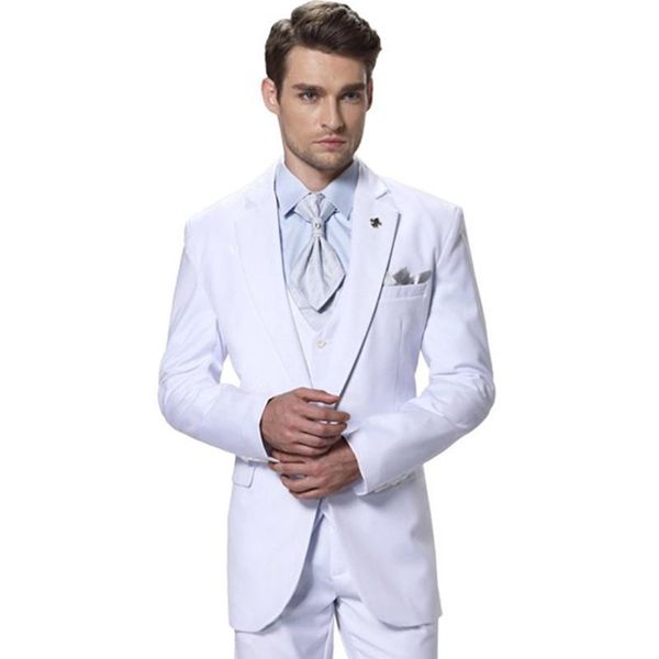

men's suits & blazers mens terno slim fit man white suit formal occasions costume homme custom make men set (coat+pants+vest), White;black