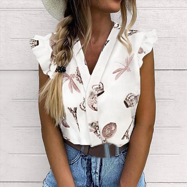 

dihope 2020 летние женщины отдых отдых топ женский праздник девушки сладкая рубашка ананасовая печатная распечатка рукав повседневная блузка, White