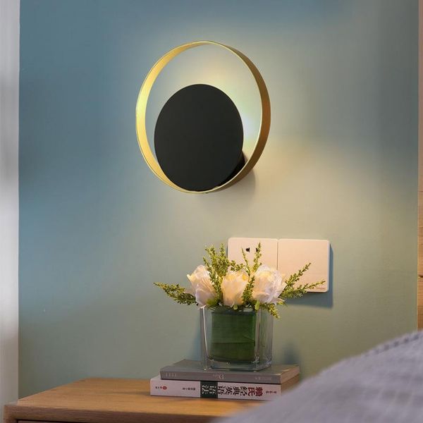 

wall lamp nordic light creative personality living room modern minimalist round aisle bedroom bedside 110-240v