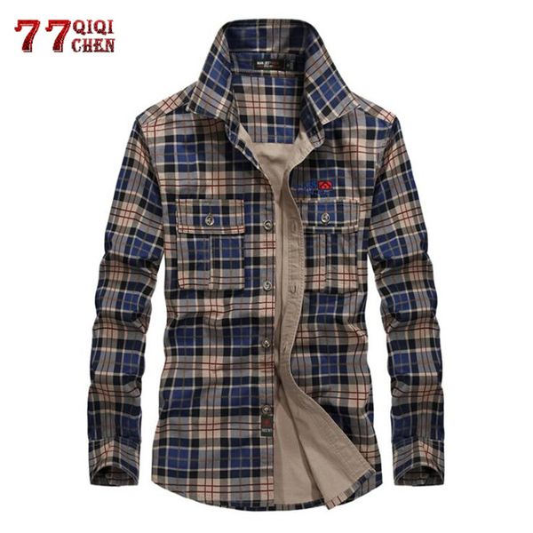 

men's plaid 100% cotton military shirts spring autumn casual long sleeve shirt camisa masculina flannel business dress shirt men c1211, White;black