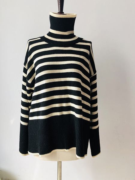 

women's sweaters women s sweater stripe high-necked pullover mx12, White;black