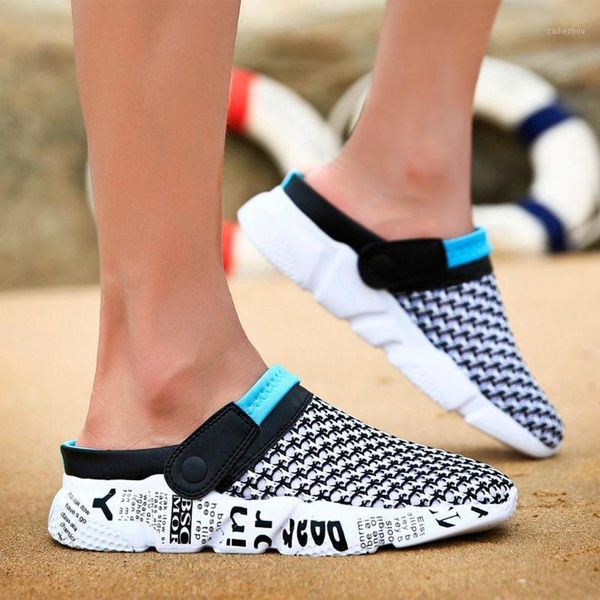 

2020 leisure summer canvas net shoes breathable sandals men outdoor beach casual wear men's casual shoes round toe g31, Black