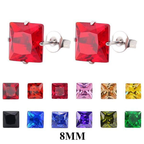 

stud 8mm cute female small earrings zircon stone fashion silver color wedding colorful double for women, Golden;silver