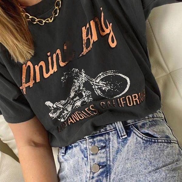 

motorcycle graphic tees women cotton short sleeve o neck black tshirt shirts summer 2020 vintage tee shirt loose casual t-shirt, White