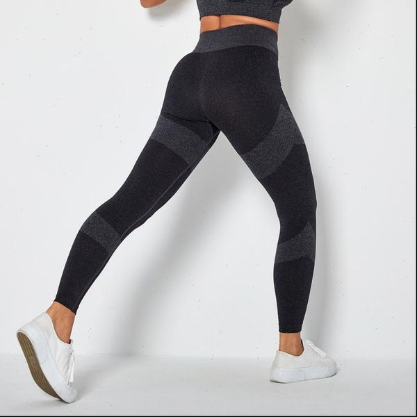 

seamless workout leggings high waist push up fitness leggings women gym printed female pants stripe running, Black