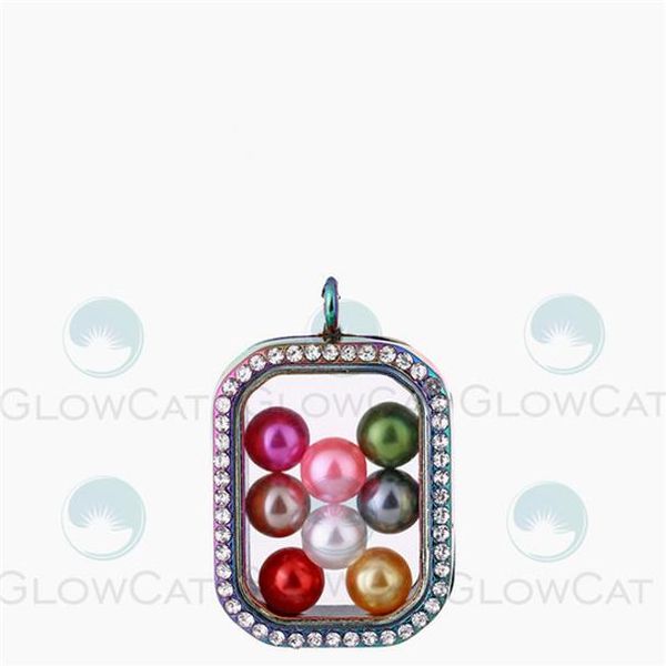 

rainbow floating living memory chinestone modebet подвеска подвеска 8 мм жемчужной клетки photo подвески подвеска с стальной цепью ожерелье, Gray