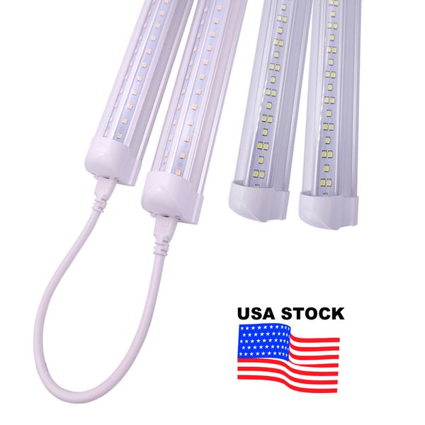 25 pcs 8ft LED Loja Luzes Luminárias -144W, 14400LM Tube, 6000k Cool White, em forma de 3 6 Luz de linha, sem lastro, Super Bright White, Bulbos para garagem Estoque nos EUA