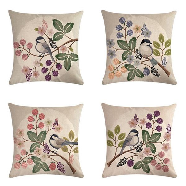 

cushion/decorative pillow peach flossom cushion covers birds mulberry cover for home chair sofa decoration pillowcases