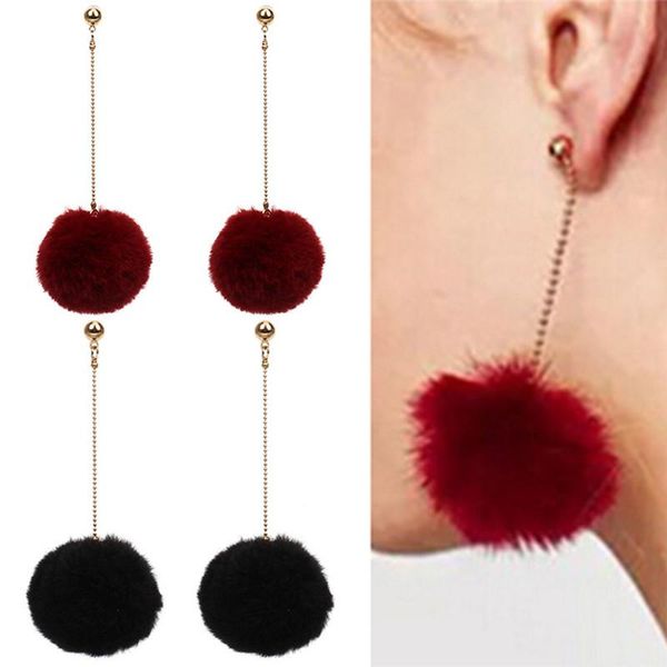 

1 pair fashion mink hair earrings for women mink earring hair ball earring jewelry wholesale, Golden;silver