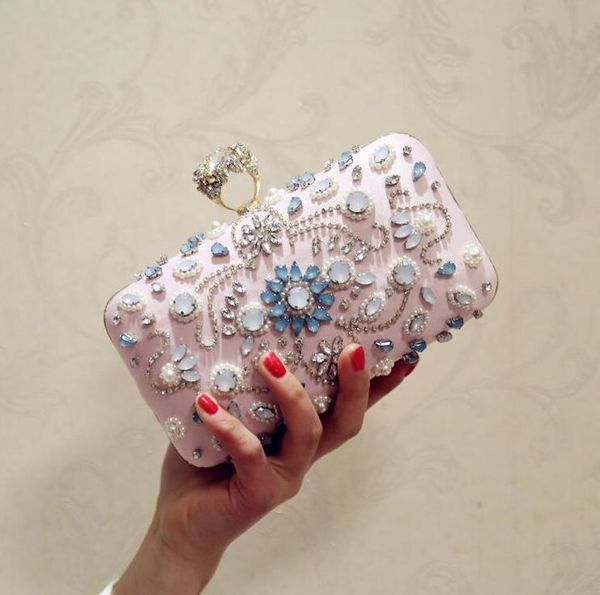 

hbp rhinestone big pearl basket evening clutch bags women luxury hollow out diamond beading alloy handbags bridal wedding party new 01a