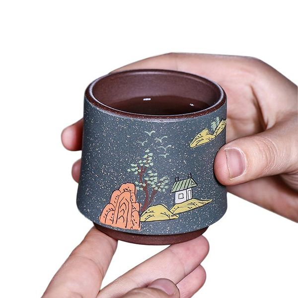 

creative tea cup 100ml handmade purple clay cups vintage teacup upscale mug coffee mugs china teacups teaware decoration crafts jllynt